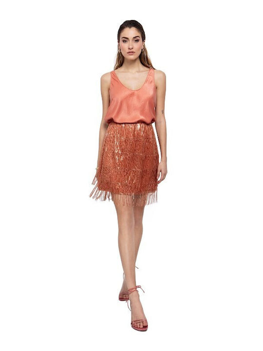 Women's Blouse Satin Sleeveless Peach