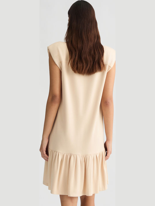 Sommer Mini Hemdkleid Beigefarbe