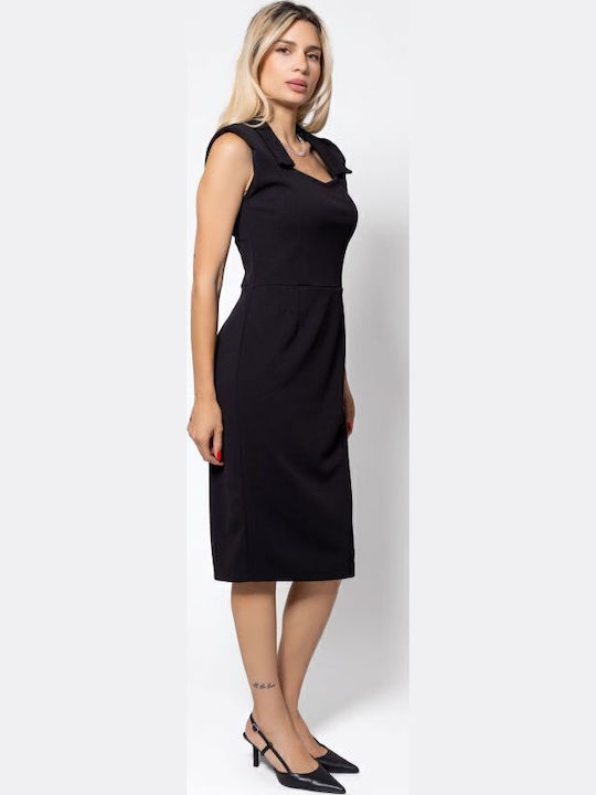 Midi Dress Sleeveless with Tearing Black
