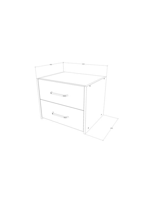 Комоди Malmo Дървени с Метални Крака Бели 2бр 40x50x40см