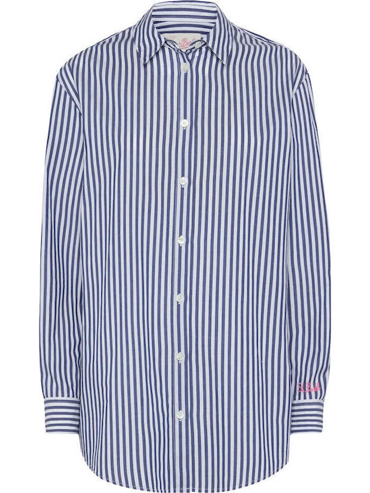 Brigitte Women's Striped Long Sleeve Shirt Blue
