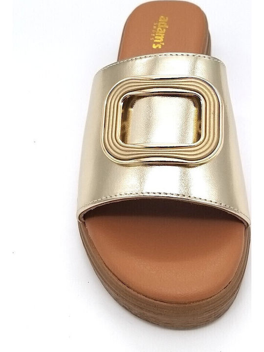 Leather Women's Flat Sandals Anatomic in Gold Color