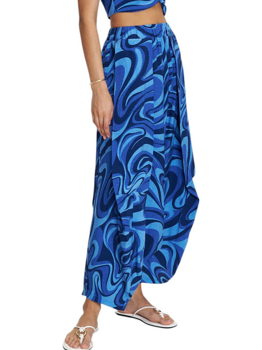 Women's Fabric Trousers with Elastic Multicolor