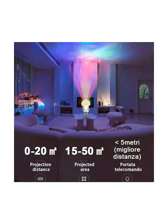 Led Περιστρεφόμενο Παιδικό Διακοσμητικό Φωτιστικό Αστροναύτης Μαύρο