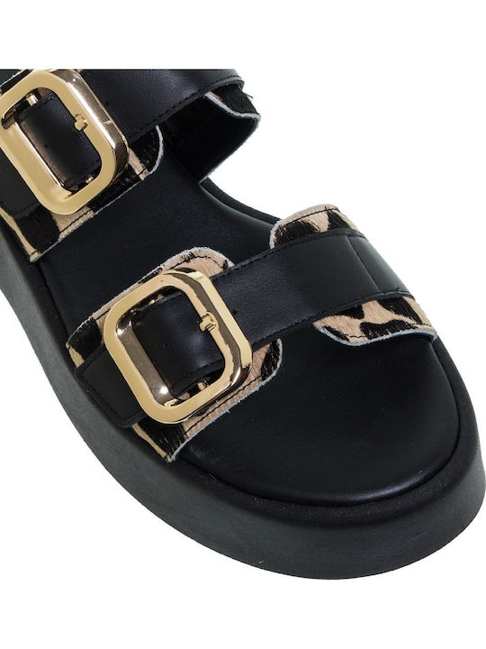 Women's Leather Platform Shoes Black