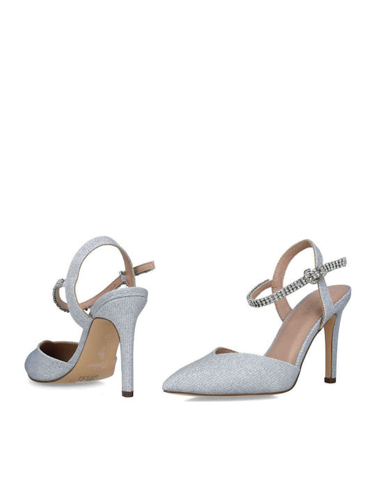 Synthetic Leather Silver High Heels