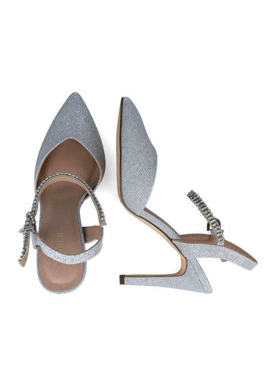 Synthetic Leather Silver High Heels
