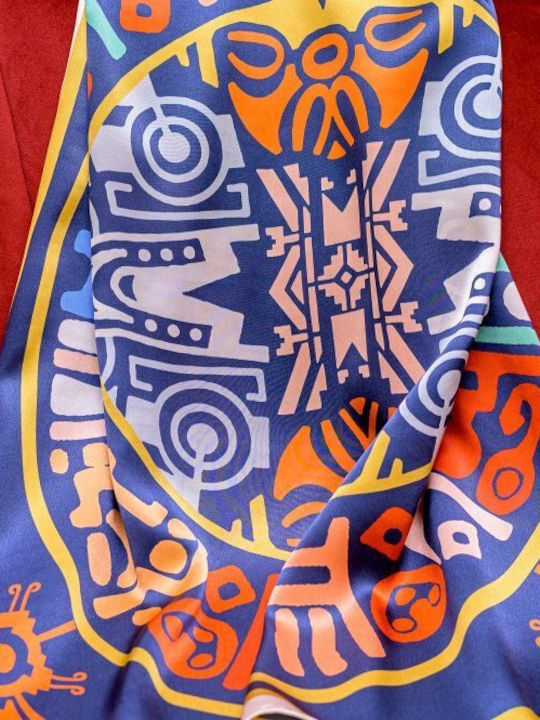 Kalfas Luxury Silk Γυναικείο Μεταξωτό Φουλάρι Πολύχρωμο