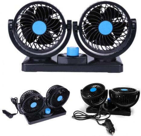 Car Fan 360' Rotatable Dual Head 2 Speed Auto Cooling Air Fan Hx-t304