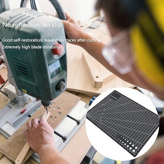 Placă de tăiere auto-vindecătoare Zola A1 cu două fețe, scală clar vizibilă 60 X 90 cm neagră