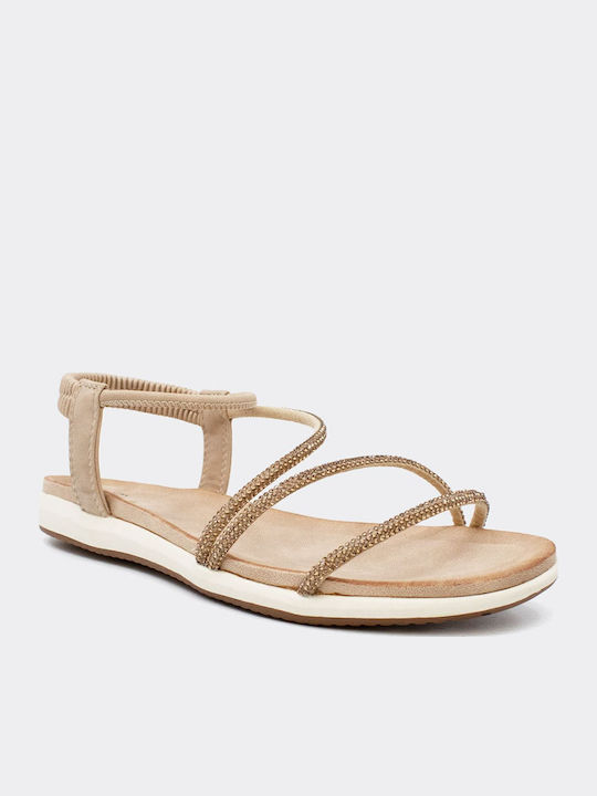 Women's Flat Sandals in Beige Color
