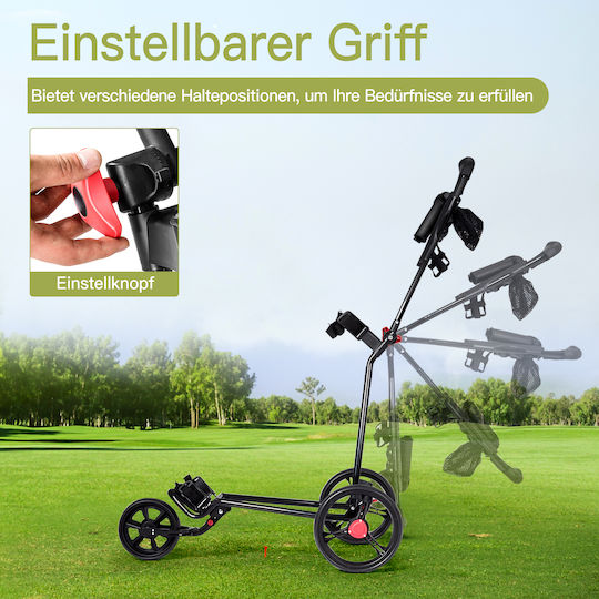 Costway Three-Wheeled Foldable Lightweight Iron Golf Cart Adjustable TPR Handle Black Sp35778