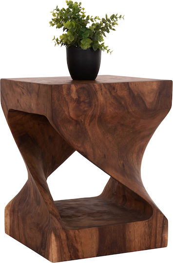 Hocker Für das Wohnzimmer Hölzernes Gebo Dark Natural 35x35x45cm