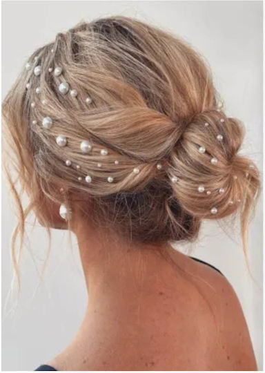 Sheet of White Pearl Stickers for Hairstyling Size 10mm 25 Pieces