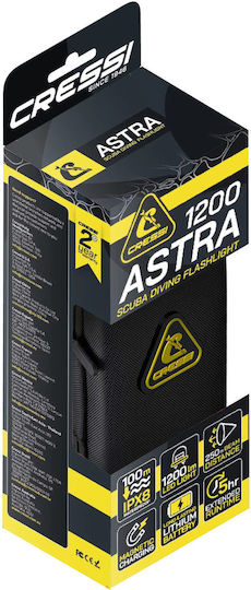 CressiSub Astra Diving Safety Light LED with Brightness 1200lm for Depth up to 100m
