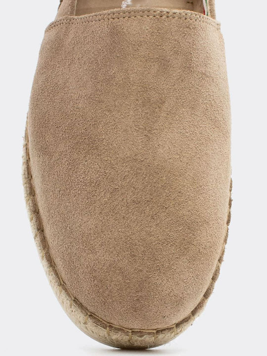 Leder Herren Espadrilles in Beige Farbe