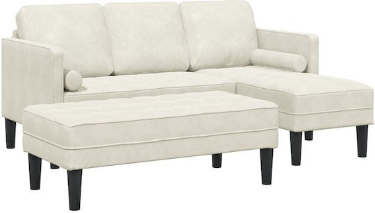 Living Room Furniture Set Couch & Stool Ecru