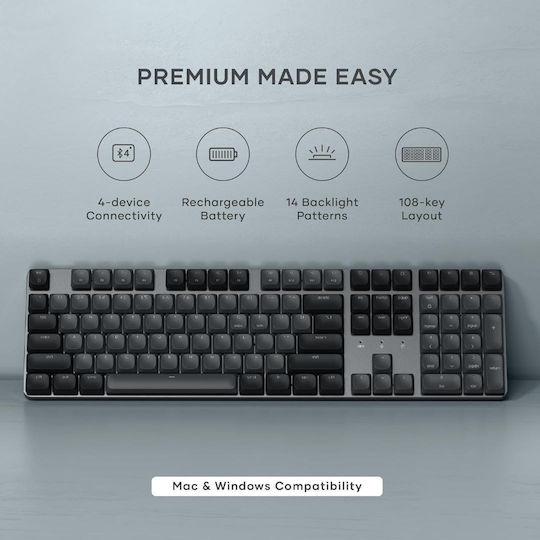 Satechi Slim SM3 Wireless Gaming Mechanical Keyboard with Illuminated keys (English US) Gray