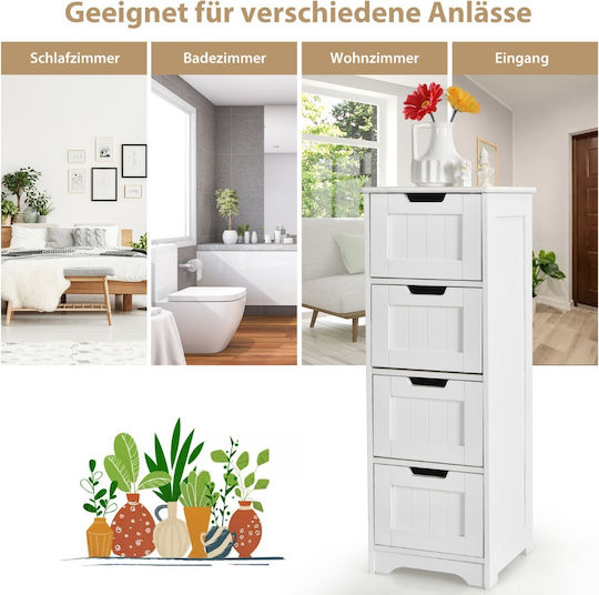 Costway Boden Badezimmerregal Hölzernes 30x30x83cm Weiß