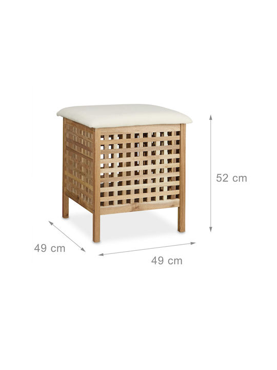 Relaxdays Coș De Rufe Din Lemn 52lt 49x49x52cm Maro