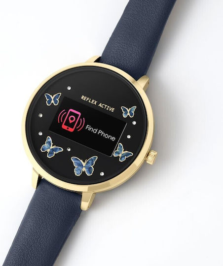 Reflex Active Series 03 38mm Smartwatch with Heart Rate Monitor (Blue Leather Strap)