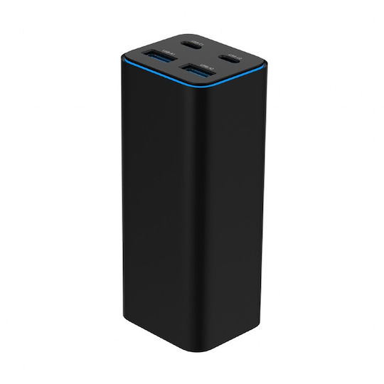 Gembird GaN с 2 USB-A порта и 2 USB-C порта 100W Power Delivery / Quick Charge 3.0 Черен (TA-UC-2A2C-PD100-01-BK)