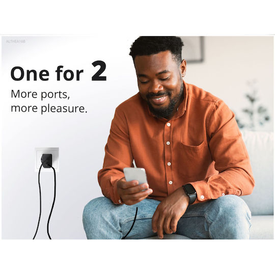 Conceptronic Φορτιστής με Θύρα USB-A και Θύρα USB-C 33W Power Delivery / Quick Charge 2.0 Μαύρος (ALTHEA16B)