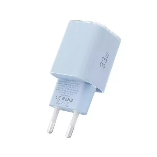 Tech-Protect Wireless Charger with USB-A and USB-C Output Ports 33W Power Delivery / Quick Charge 3.0 Blue