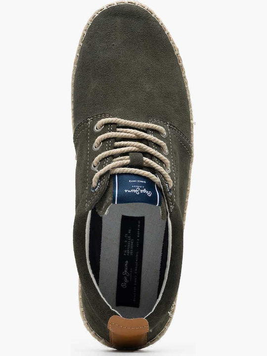 Tourist Leder Herren Espadrilles in Grün Farbe