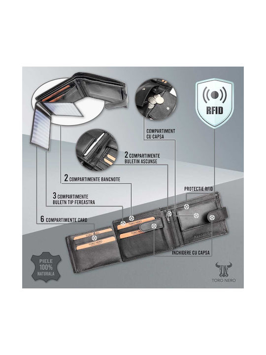 Portofel bărbătesc Carduri cu RFID Negru