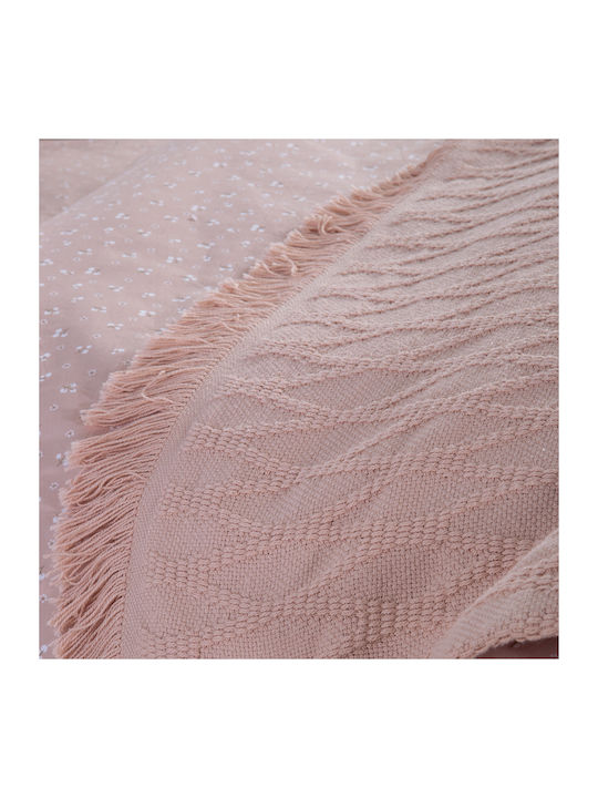 Nef-Nef Homeware Outlast Pique Blanket Double with Fringes 230x240cm Pink