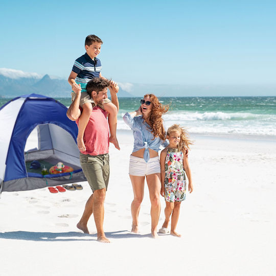 Relaxdays Cort De Camping Pop Up Albastru 3 Anotimpuri Pentru 2 Persoane 135x200x135cm