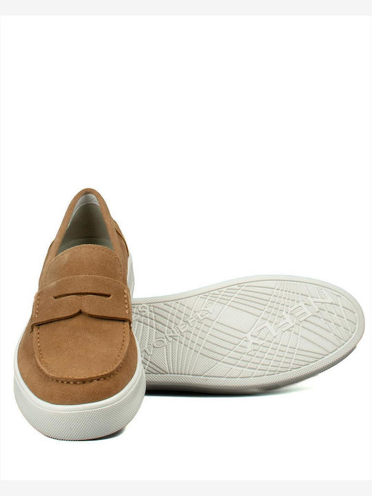 Velour Ανδρικά Loafers σε Καφέ Χρώμα