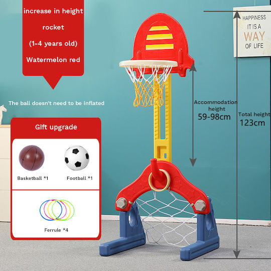 Indoor & Outdoor Basketball Hoop Διαστημόπλοιο με Τέρμα Ποδοσφαίρου Κόκκινη