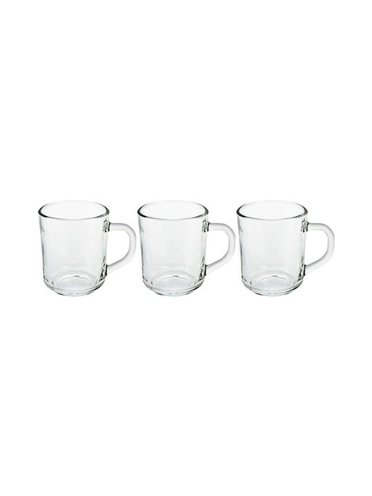 Cană Sticlă Transparentă 240ml 3buc