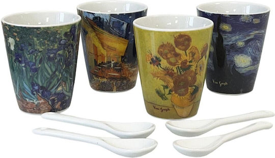Enesco Κούπα Κεραμική Πολύχρωμη 90ml 4τμχ Enesco Κούπα Κεραμική Πολύχρωμη 90ml 4τμχ