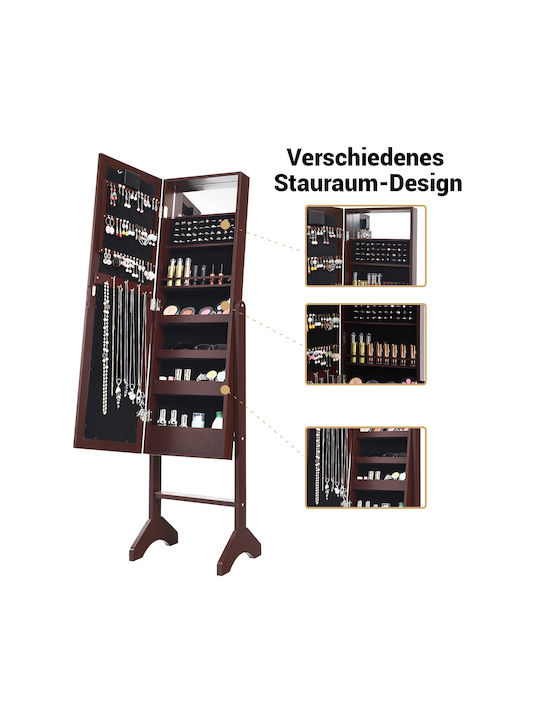 Costway Boden- oder Standspiegel mit Braune Holz Rahmen