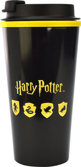 Blue Sky Studios Harry Potter Hogwarts Shield Glass Thermos Stainless Steel 400ml Black with Mouthpiece