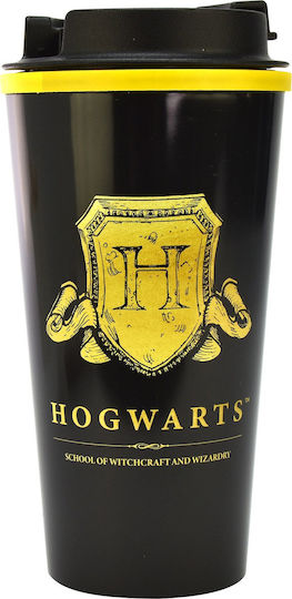 Blue Sky Studios Harry Potter Hogwarts Shield Glass Thermos Stainless Steel 400ml Black with Mouthpiece