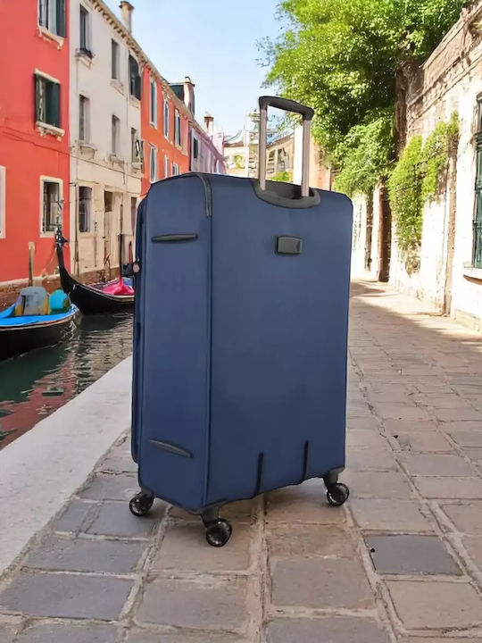 Diplomat Large The Venice Collection Μεγάλη Βαλίτσα Ταξιδίου Υφασμάτινη Μπλε με 4 Ρόδες Ύψους 79εκ.