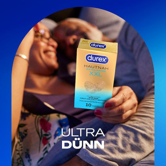 Durex Προφυλακτικά Extra 10τμχ 60mm για Μεγάλα Μεγέθη Λεπτά για Φυσική Αίσθηση Natural