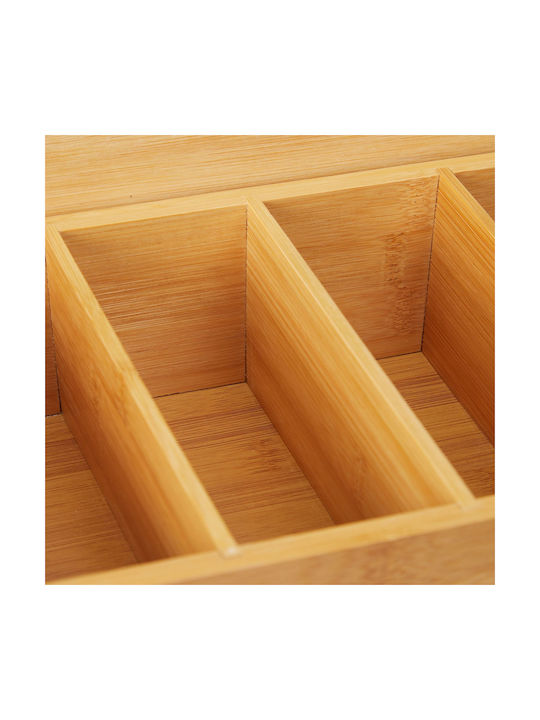 Relaxdays Tea Box with Lid Wooden Beige 20x9x37cm 1 Piece