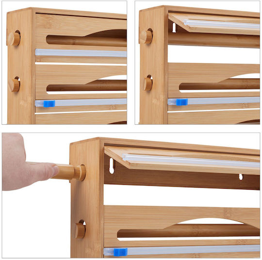 Relaxdays Distribuitor De Role Montat Pe Perete Din Lemn Maro 23.5x9cm 10046720