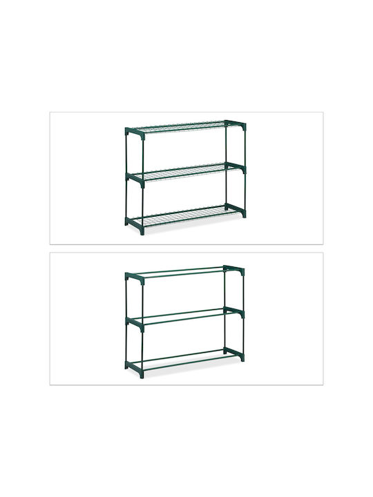 Metallic Garden Shelf with 3 Shelves Green 91x28.5x74.5cm