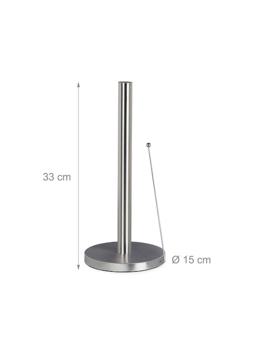 Relaxdays Metallic Paper Towel Holder Gray 33x15cm 10024303