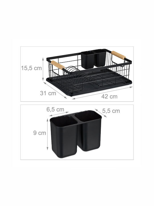Relaxdays Sink Strainer Wooden Black 15.5x42x31cm