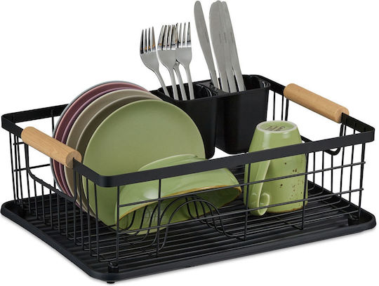 Relaxdays Sink Strainer Wooden Black 15.5x42x31cm