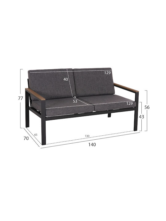 Safin Doppelsitzer Sofa Anthrazit 140x70x77cm