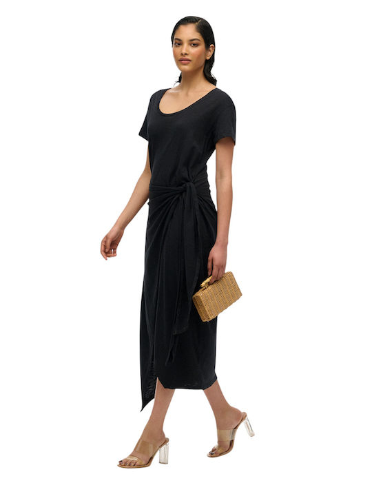 Rochie Midi Wrap-Around Neagră