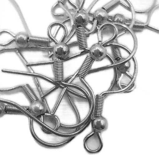 Steel Earring Hooks Silver 20pcs 6-99
